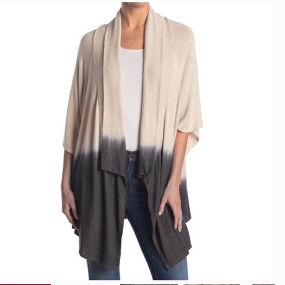 Status by Chenault Kimono Sweater Dip Dye Ombre Waterfall Duster Open Front - Picture 1 of 5